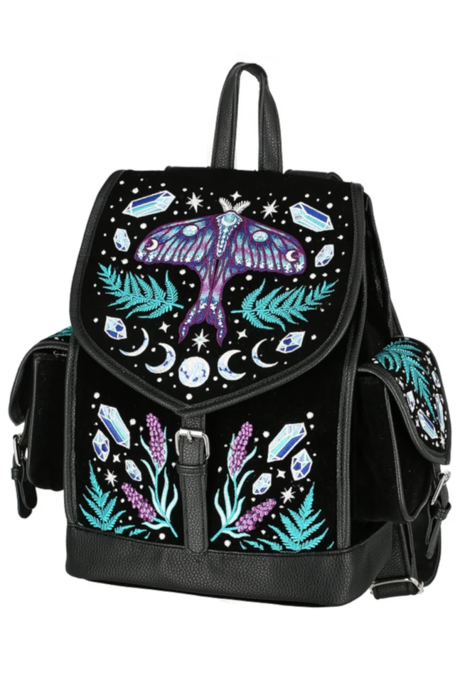 Restyle Gothic Rucksack Tasche Schultasche Backpack Zauberwald Motte Moth Mond - Bild 4 von 4