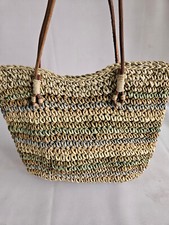 Cappelli Strawworld Vintage Straw Purse Woven Straw Handle Bag Multicolor