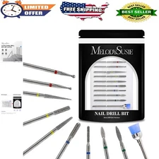 10pcs Diamond Nail Drill Bits Set 3/32" - Manicure & Pedicure Tools for Acryl...