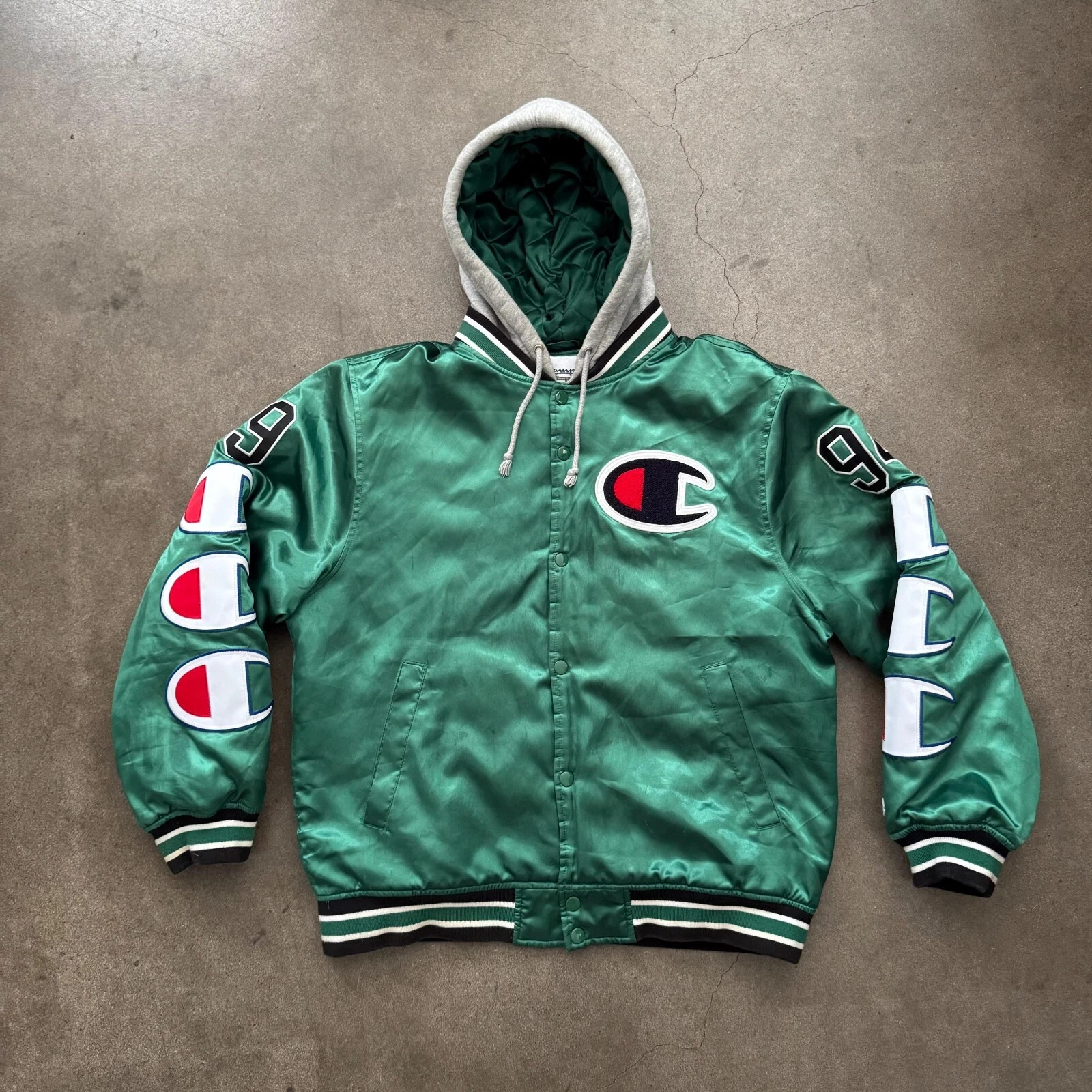 Veste à capuche en satin Supreme Champion FW18 Medium