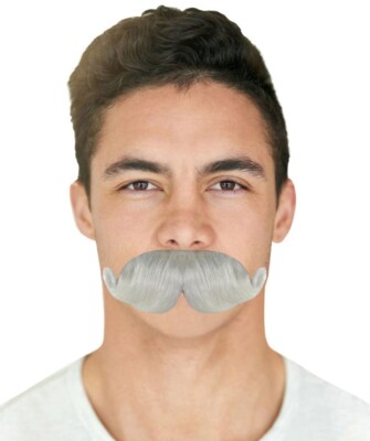 Mens Moustaches, White , M-1048