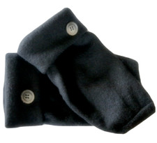 FINGERLESS GLOVES BLACK 100% MERINO WOOL M - L MEDIUM - LARGE ARM WARMERS CUFFS