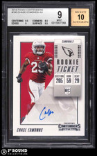 Chase Edmonds RC BGS 9 w 10 Auto: 2018 Panini Contenders Rookie Card #180