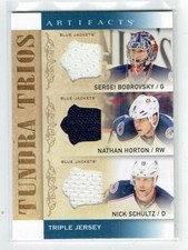 14-15 UD Artifacts Trios  Sergei Bobrovsky--Nathan Horton--Nick Schultz  Jerseys