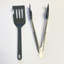 Kuhn Rikon 2-Piece Spatula & Tongs Set K51413 GREY