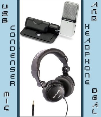 Tascam Studio TH-03 Headphones & Samson Go USB Microphone (COMBO)
