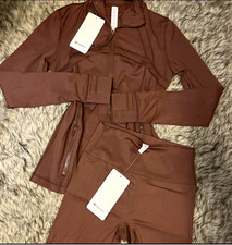 Lululemon Brown Long Track Jacket Size 4 Full Zip Stretch Zipped Pockets