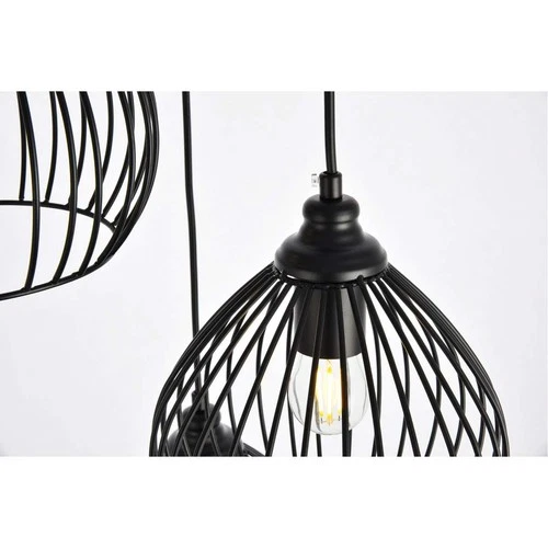 Living District Sayer 3-Light Transitional Metal Pendant in Black - Picture 4 of 6