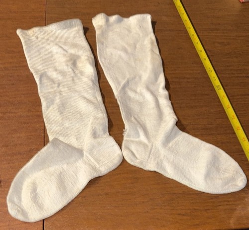 Vintage Civil War Era Stockings Socks Home Spun & Hand Knit Cotton 1800s Read