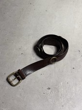 Ralph Lauren Brown Vintage Leather Belt Braided Detail Brass Buckle 130cm