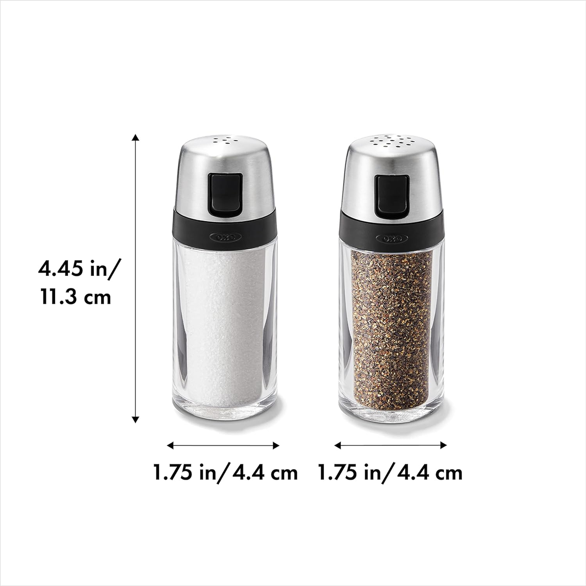 Salt and Pepper Shaker Set, Clear, Stainless Steel | eBay
