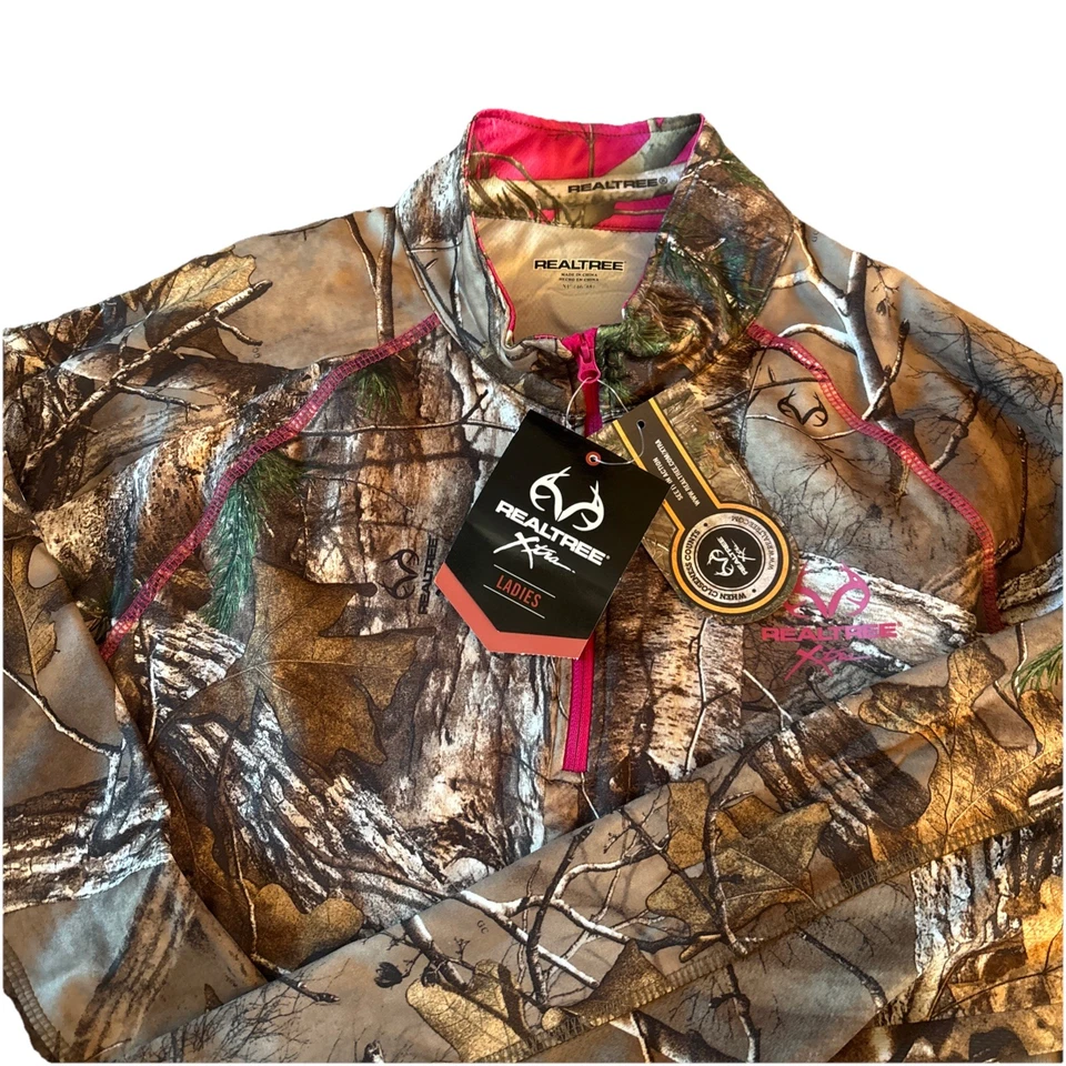 Realtree 1/4 Zip Pullover Camo Shirt Thumb Holes Women’s XL- NWT - Image 2 of 2