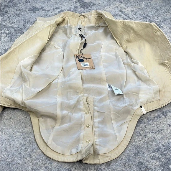 Chaqueta de cuero lavado One Teaspoon Vogue beige marfil Steampunk talla 4 nueva con etiquetas Foto 4 de 4