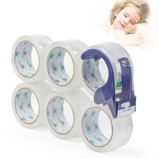 BOMEI PACK 6 Rolls Clear Silent Packing Tape, 1.88" X 60 Yds X 2.4 Mil, clear