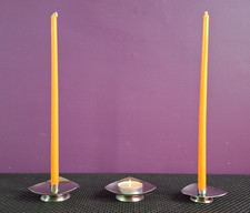 3 x Danish Modernist Duco Stenton Lundtoffe Stainless Steel 18/8 Candle Holders