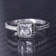 Size 6, vintage ALE sterling silver 925 statement engagement ring w/ cluster cz