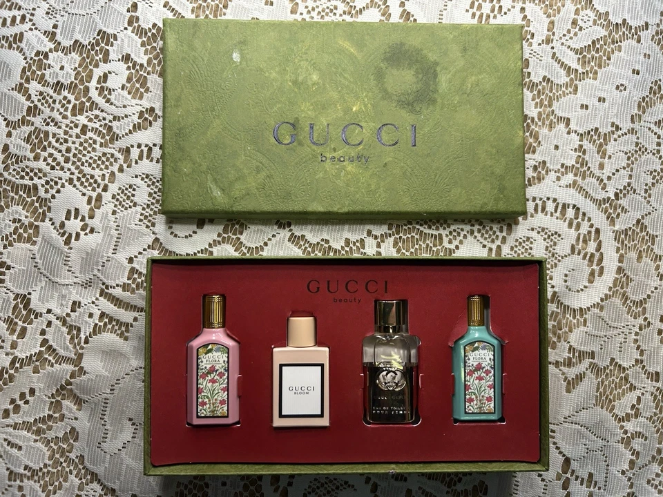 Gucci Beauty Parfum/Toilette Box 4 Pc Mini Bottles Jasmine,Femme,Bloom,Gardenia - Image 2 of 4