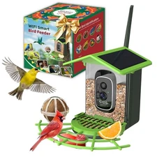 Smart Bird Feeder with Camera – 2K Live View, AI Bird Green Two-Side Solar Roof
