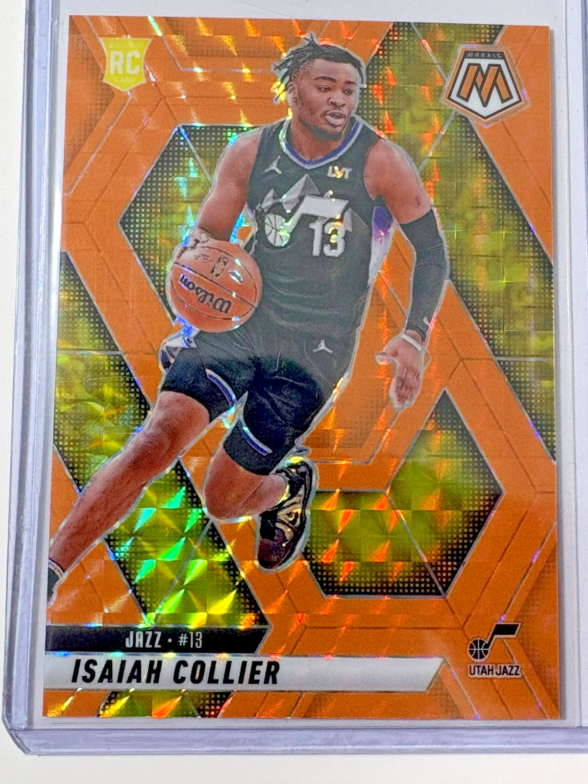 Isaiah Collier 2024-25 Panini Mosaic Mosaic Orange Fluorescent #222 (RC) 16/25