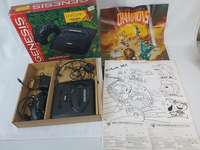 Sega Genesis Model 2 Console w/ Lion King Box Controller Cords Poster NO GAME