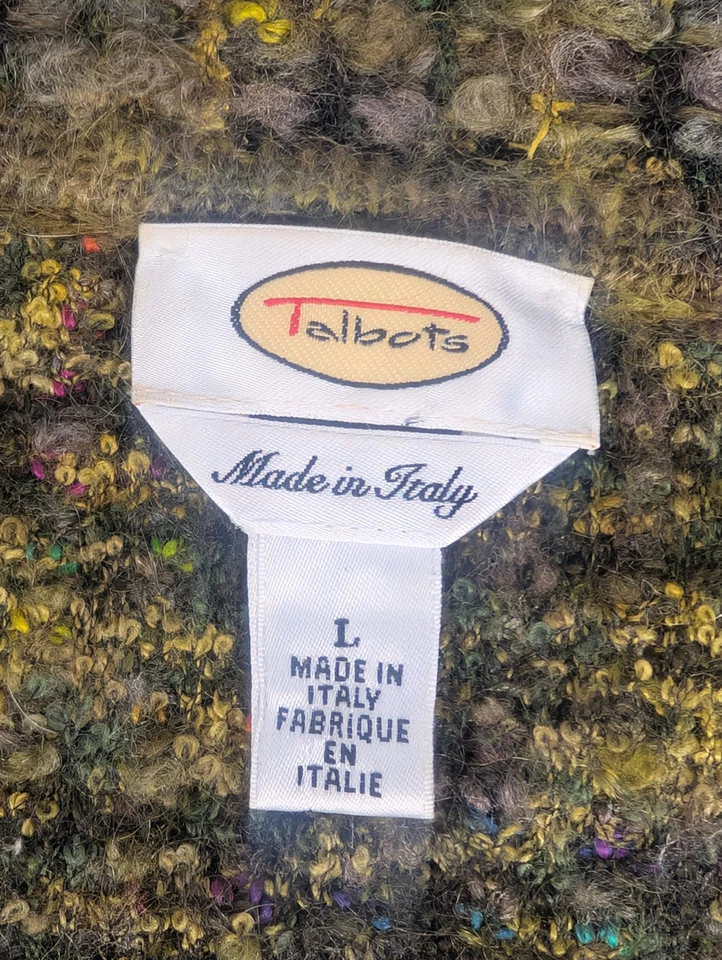 Cárdigan Suéter Talbots Nubby Grande Oliva Multi Largo Botón Frontal Italia Foto 3 de 4