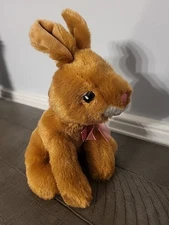 Greenbrier International Brown Small Plush 7" bunny rabbit Pink bow