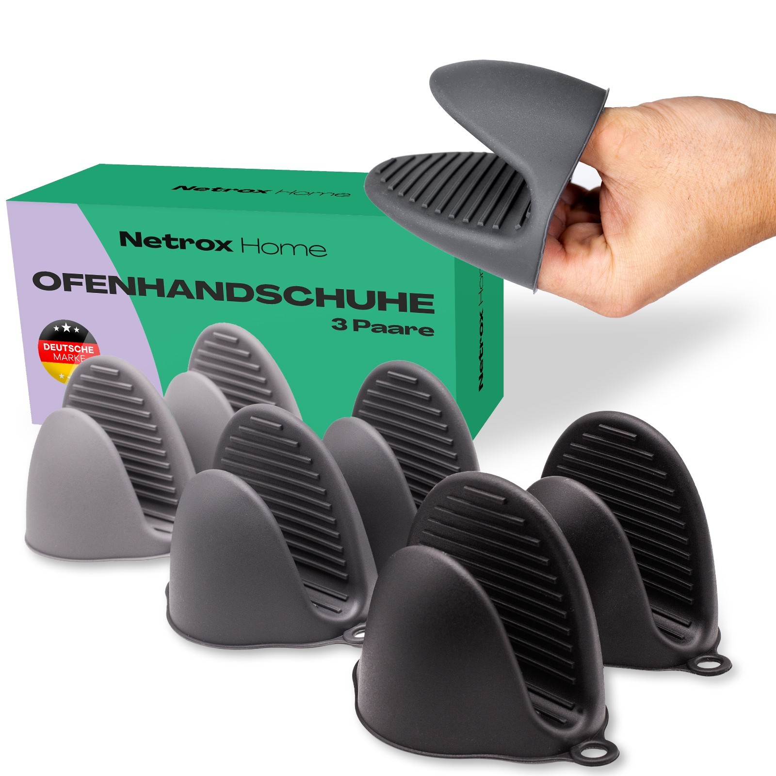 3 Paar Ofenhandschuhe Silikon Topfhandschuhe Topflpappen Handschuhe Mini