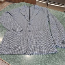 Zara Blue Plaid Button Blazer Preppy Academia Women's Size Medium Career Office