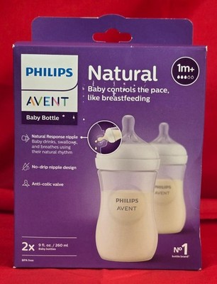 New Philips Avent Natural Baby Bottles with Natural Response Nipples (1m+)