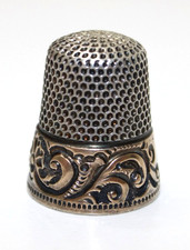 Vintage Ketcham and McDougall Sterling Silver & 14K Gold Thimble Size 8 Antique