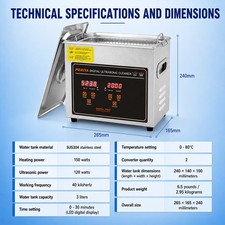 PORIYA 3L Ultrasonic Cleaner Stainless Steel Digital Timer Heater Sonic Cleaner — image 2