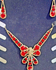 Red Necklace Earrings Set