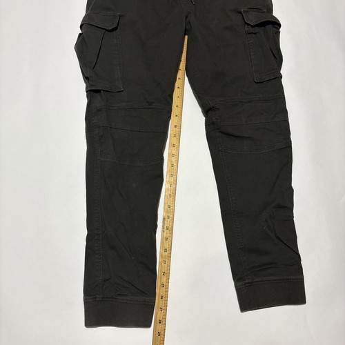 H&M Olive Green Slim Fit Cargo Joggers Pants Cuffed Sz Large Snap Button Pockets - Picture 2 of 6