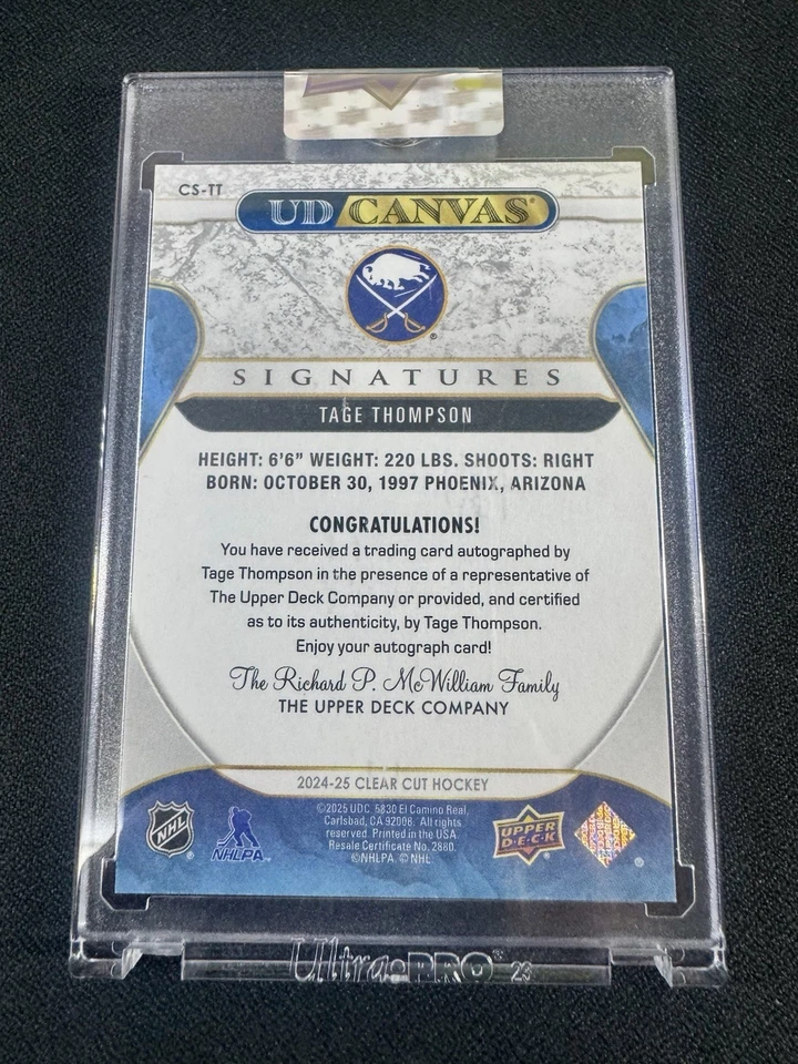 TAGE THOMPSON 2024-25 UPPER DECK CLEAR CUT UD CANVAS SIGNATURES #CS-TT - Image 2 of 2