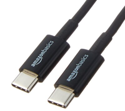 Amazon Basics USB-C to USB-C 2.0 Fast Charger Cable, 480Mbps, 6 Foot, Black