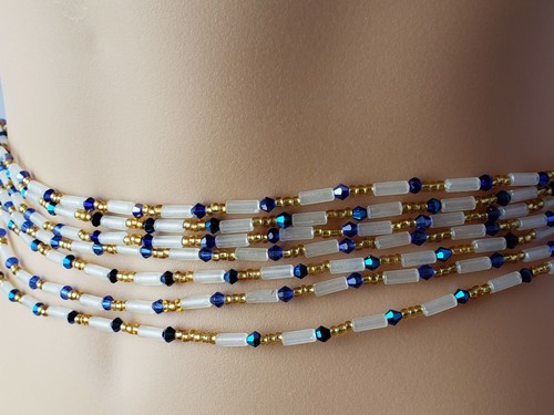 African Waist Beads Waistline Crystal + Glow Belly Chain with CLASP 33"-51" - Picture 4 of 6