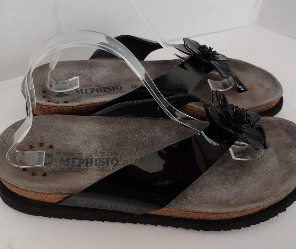 Женские черные лакированные сандалии Mephisto Helen Flower размер ЕС 42. США 11,5 - Изображение 3 из 4