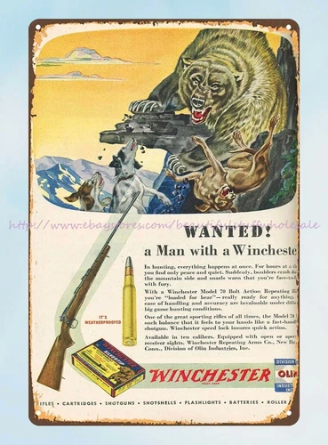 firearm hunting vintage ad metal tin sign garage banners signs hunting ammogun