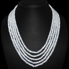 IMPRESIONANTE COLLAR DE CUENTAS DE PIEDRA LUNAR FLASH AZUL NATURAL 418,00 CTS BRILLANTE (DG)