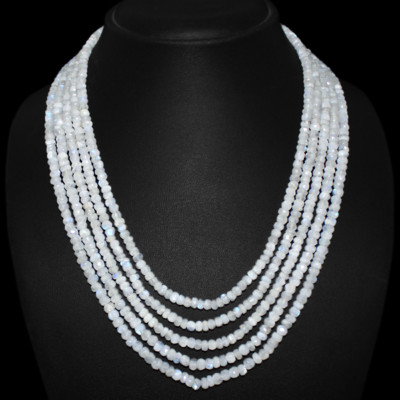 STUNNING BRILLIANT 418.00 CTS NATURAL BLUE FLASH MOONSTONE BEADS NECKLACE (DG)