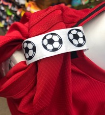 Soccer Sleeve Scrunchies- New, Pair, White with Black soccer balls