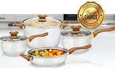 7 Pcs Stainless Steel Cookware Set Pots And Pans, Silver