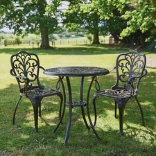 Deluxe "Harlington" Antique Copper Two Seater Patio Table & Chair Garden Set