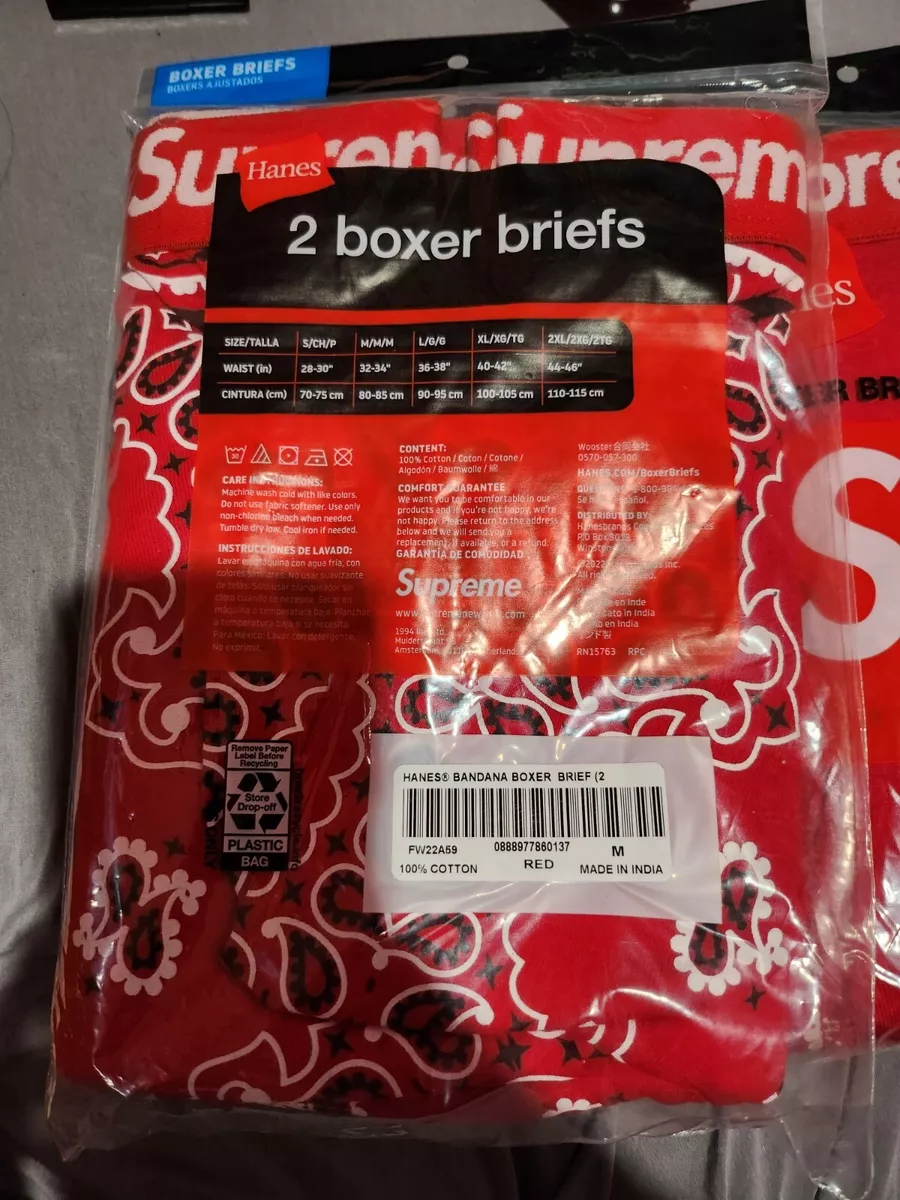 Supreme Hanes Bandana Boxer Briefs (2 Pack) Red