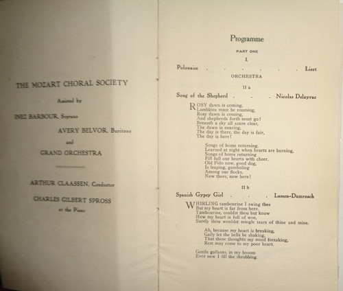 NEW YORK MOZART SOCIETY 1911 PROGRAM - SECOND PRIVATE CONCERT - Picture 3 of 6