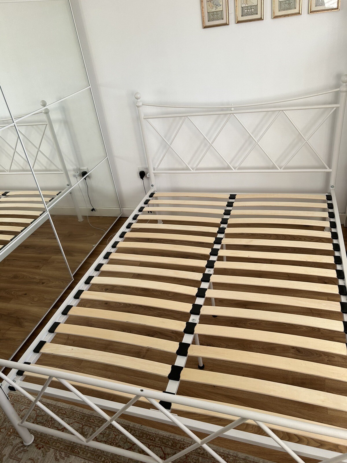 White Metal double bed Frame eBay