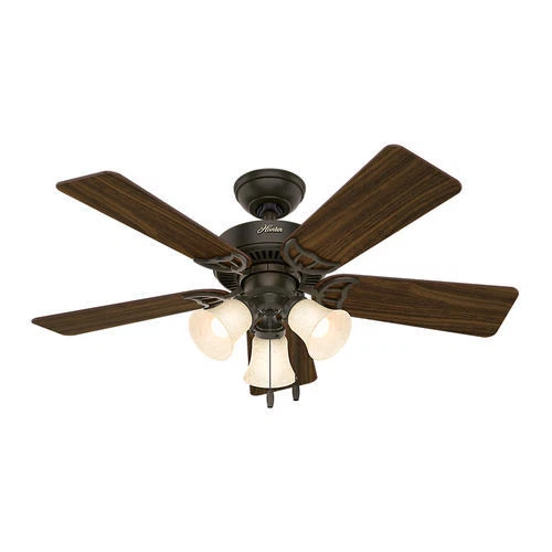 44" Bronze 5 Blade Ceiling Fan Cherry Walnut Tri Mount Traditional 3 Light Lamp - Image 2 of 4