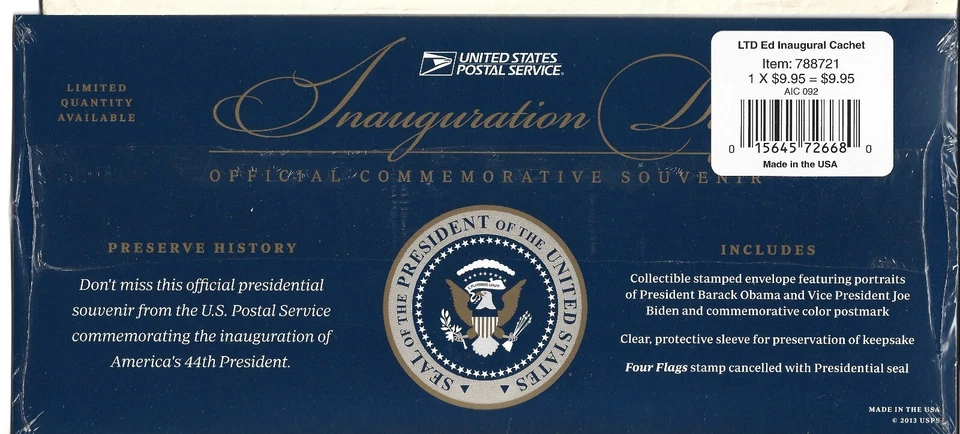 2013 OBAMA-BIDEN INAUGURATION COVER - Image 2 of 2
