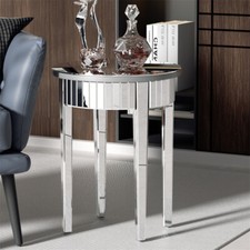 Verspiegelter Beistelltisch Glamour Silber Nachtkommode Möbel Interieur Zuhause
