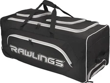 Wheeled Baseball Softball Equipment Bag Xl Black Holds Catcher's Gear 4 Bats